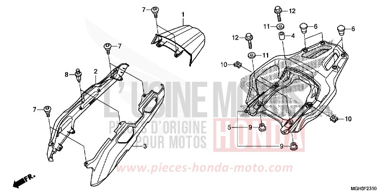 REAR COWL/CARRIER for VFR1200X Dual Clutch PEARL COSMIC BLACK (NHA64) from 2012